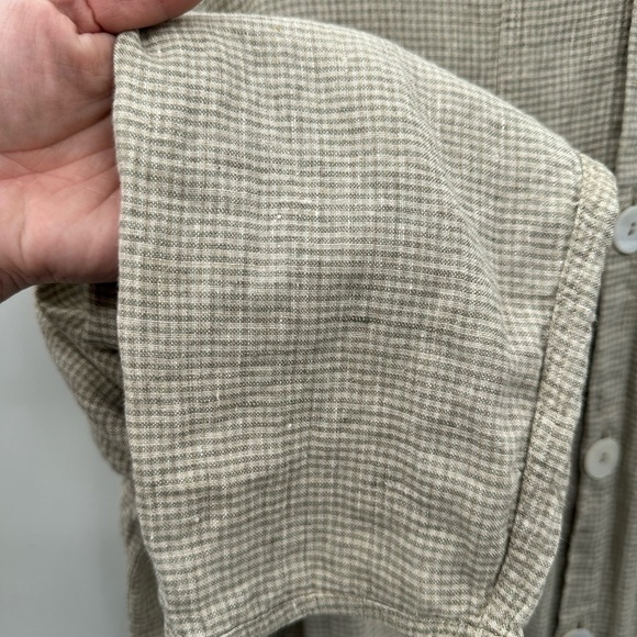 FLAX M 100% LINEN grey gingham pearl button lagenlook boho oversized jacket - Picture 5 of 10